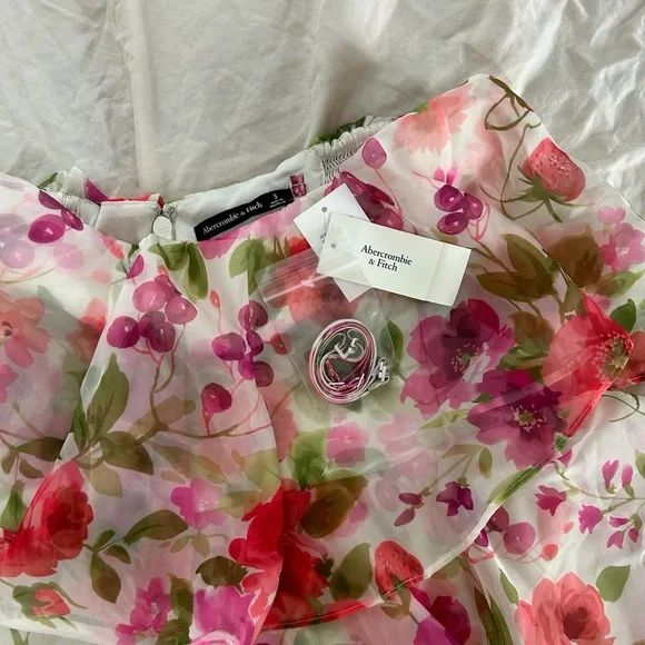 Abercrombie & Fitch Organza Tiered Strapless Mini Dress NWT - Picture 3 of 6